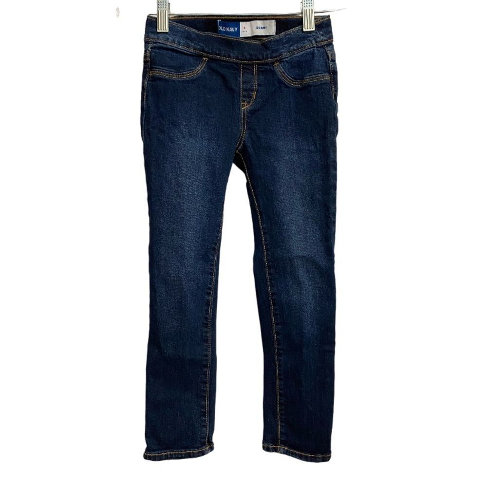 Old Navy Kids Pull-On Skinny Jeans Size S (6-7) Adjustable Waist Dark Wash Denim